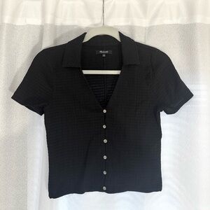 Madewell Black Short Sleeve Button-Up Top
